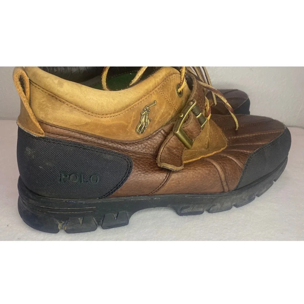 Polo Ralph Lauren Duck Boots Mens 11.5D Brown Leather Lug Sole Gorpcore